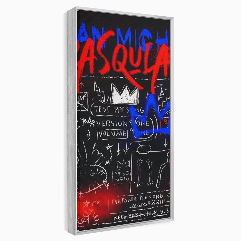 Tablou canvas cu tablou canvas cu arta graffiti, in rama de aluminiu argintiu